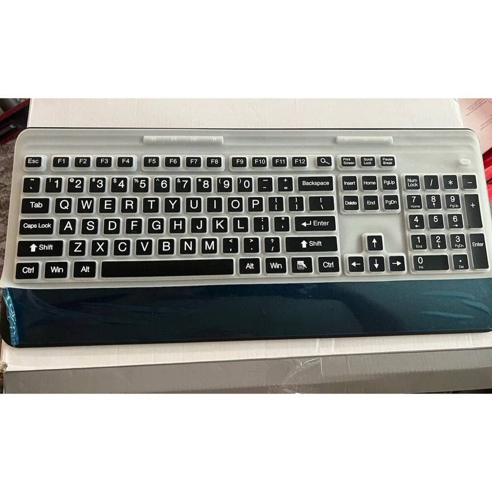 Silent Wireless Keyboard and Mouse Combo - Keyboard with Large Print Cover,